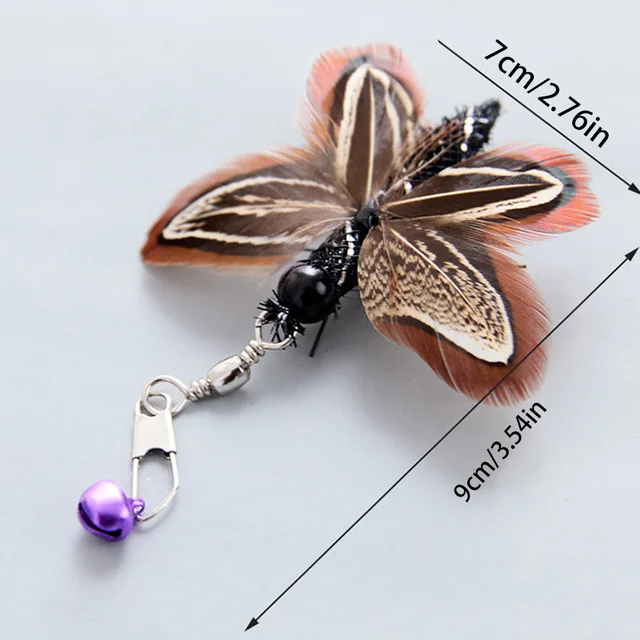 Feather Bell Replacement Head for Cat Teaser Wand - Realistic Insect Shape Pet Toy, Interactive Cat Toy Accessory 6