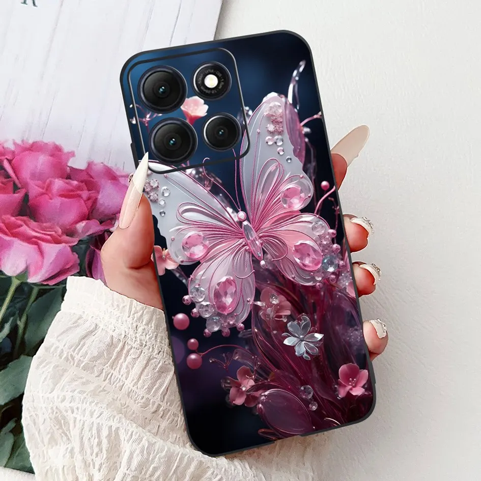 Floral Bamboo Cat Cartoon Soft Silicone Back Cover