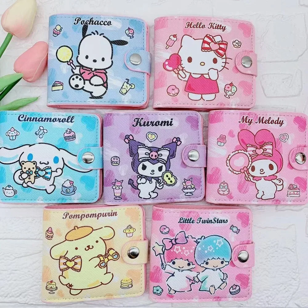 

Sanrio аниме Hello Kitty кошелек Cinnamoroll Kuromi Kawaii My Melody кошелек с кнопкой складной PU кошелек украшение подарок