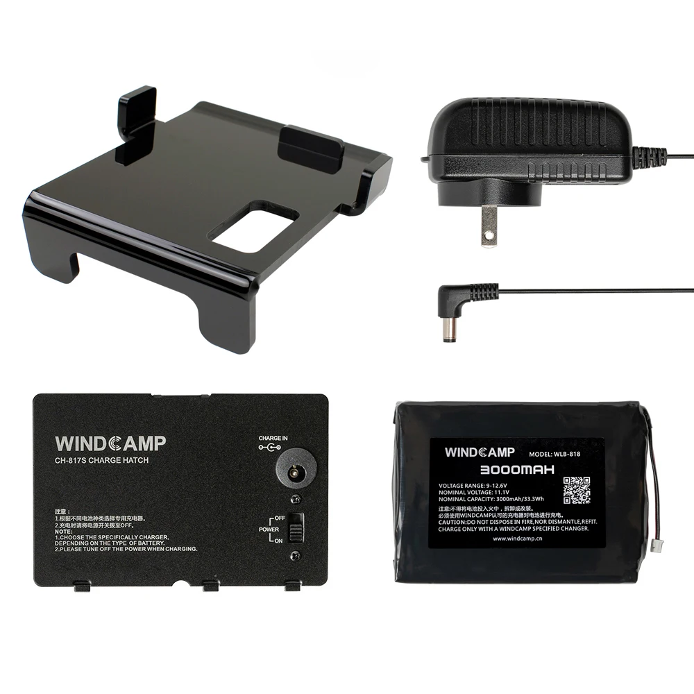 Windcamp Ft-818 3000Mah Caricabatteria Ai Polimeri Di Litio Coperchio Della Batteria Con Supporto Per Yaesu Ft-818 Ft-817 Nero