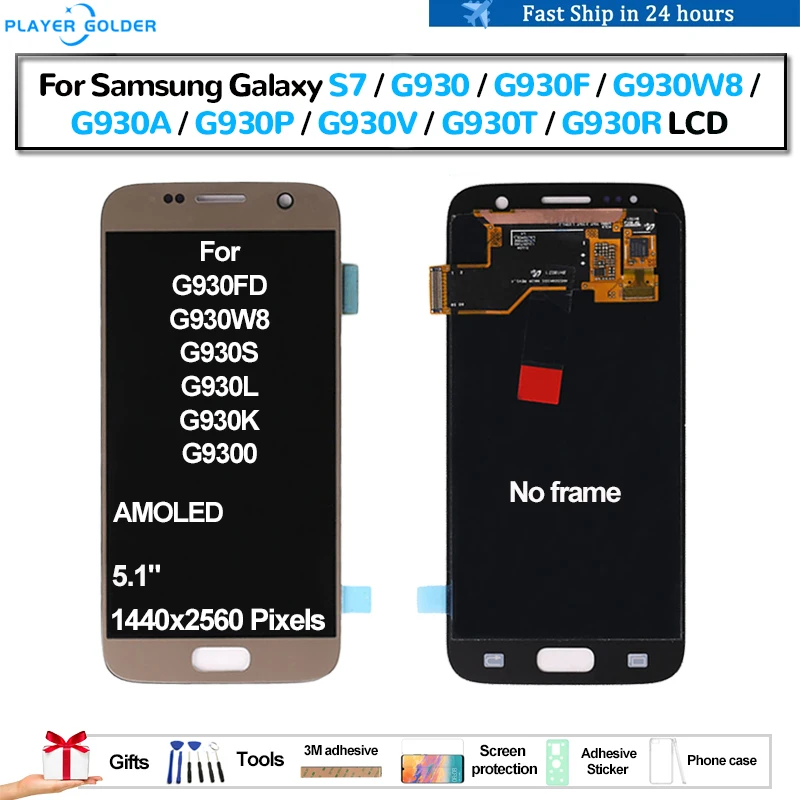 

ЖК-дисплей AMOLED для Samsung Galaxy S7, G930, G930F, G930FD, G930W8, G930FD, экран Pantalla с сенсорной панелью, дигитайзер в сборе, ремонт