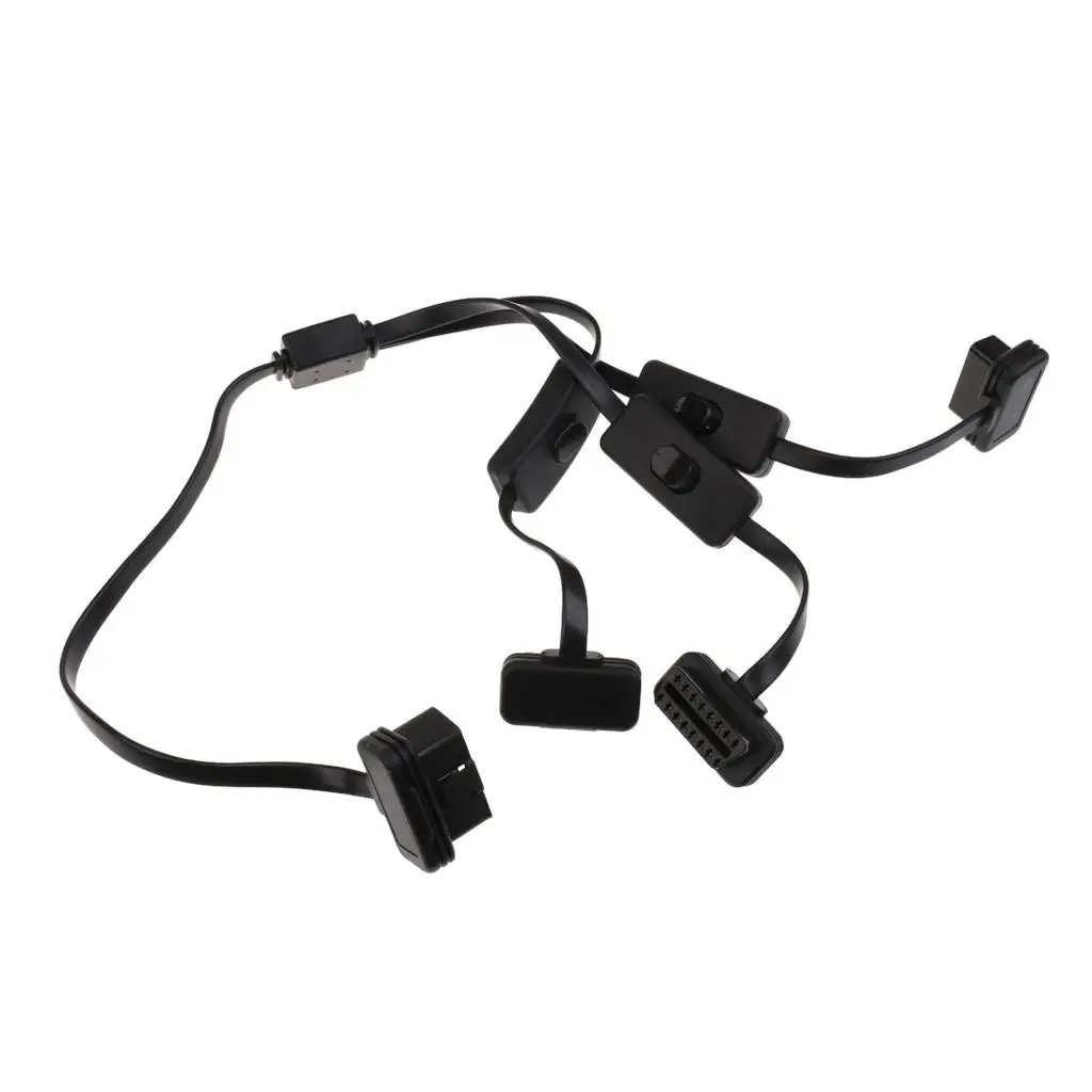 

1 to 3 OBD2 Male to Female Splitter Extension Cable Connector With Switch
