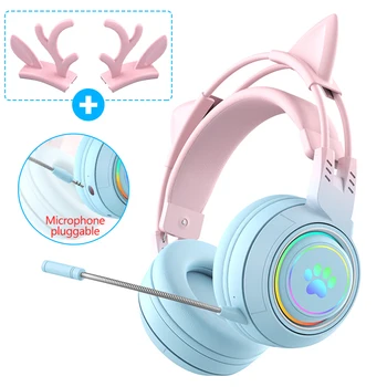 Cat Car Headphones Headset Gamer Wireless Headphones with Mic Gamer Girl Antler Bluetooth Gaming Headphones 1