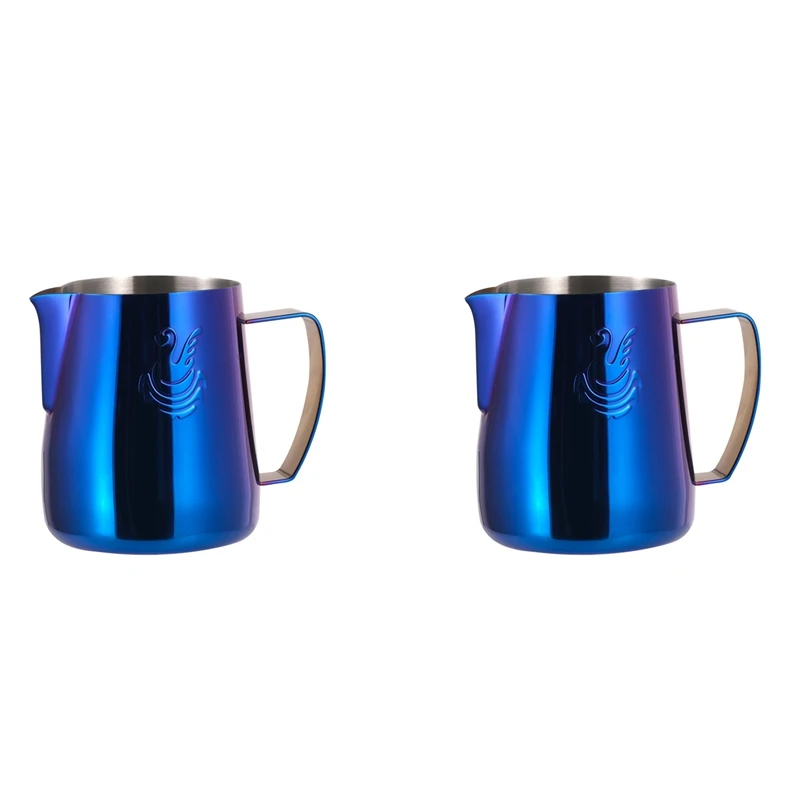 

2X 400Ml Stainless Steel Milk Frothing Cup Coffee Pitcher Cream Maker Barista Craft Espresso Latte Art Jug For Home,B