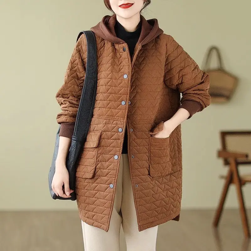 Women Clothing 2023 New Arrivals Winter Hooded Loose Korean Style Large Size Quilted Jacket Lightweight Casual Cotton Coat Z3406