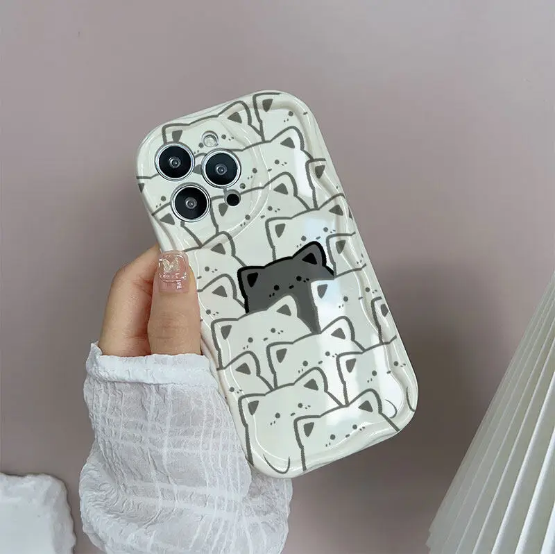 Cute Creative Music Cat Phone Case - Stylish Wave Cover Design