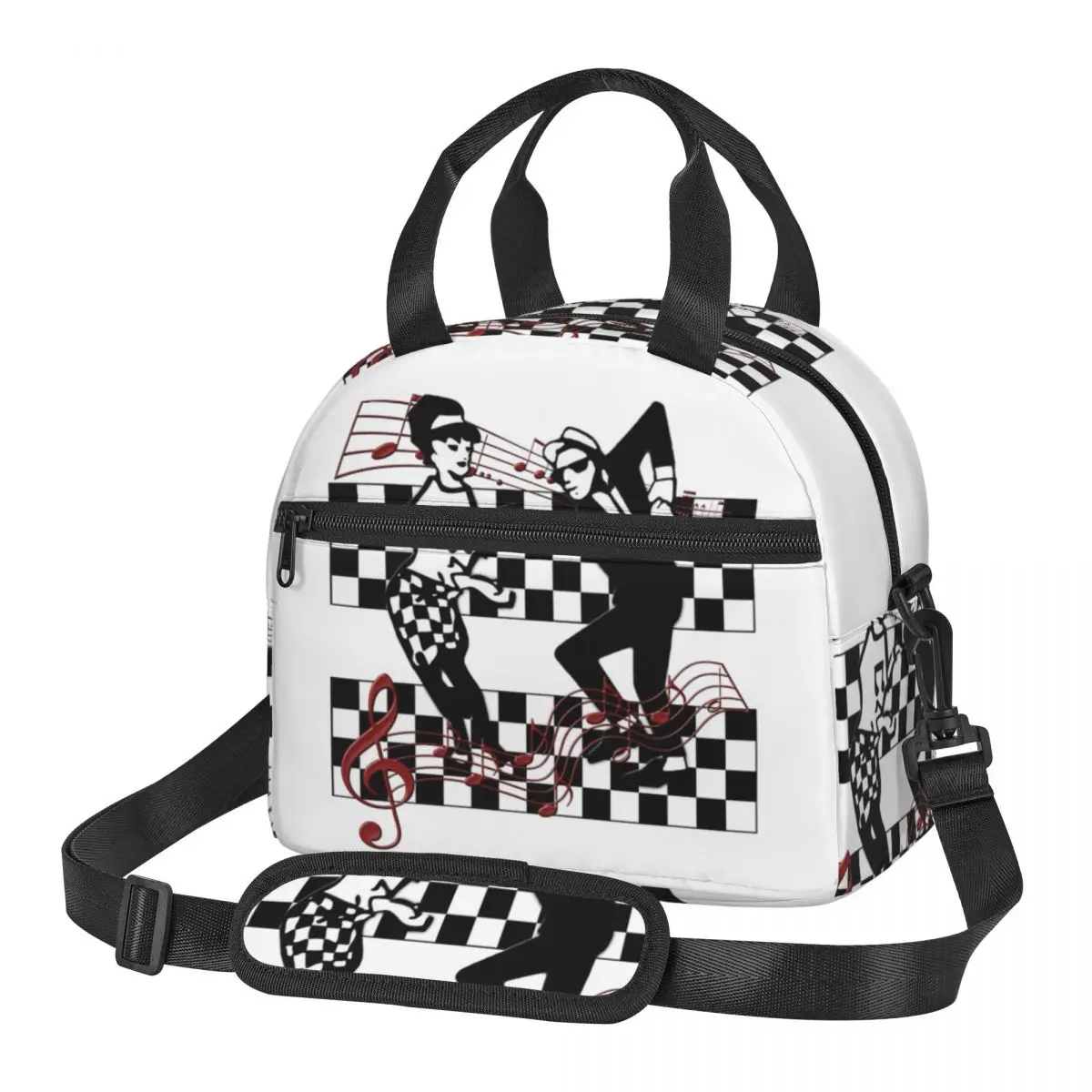 

2 Tone Skank Dance Ska Checkerboard Insulated Lunch Bag Hardcore Punk Food Container Bags Reusable Cooler Thermal Lunch Boxes