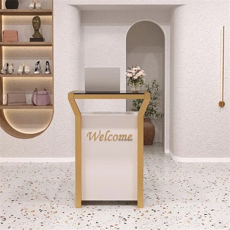 Modern Light Luxury Podium Stand Small Welcome Desk Guide Desk Creative Company Reception Desks Clothing Store Cashier Counter