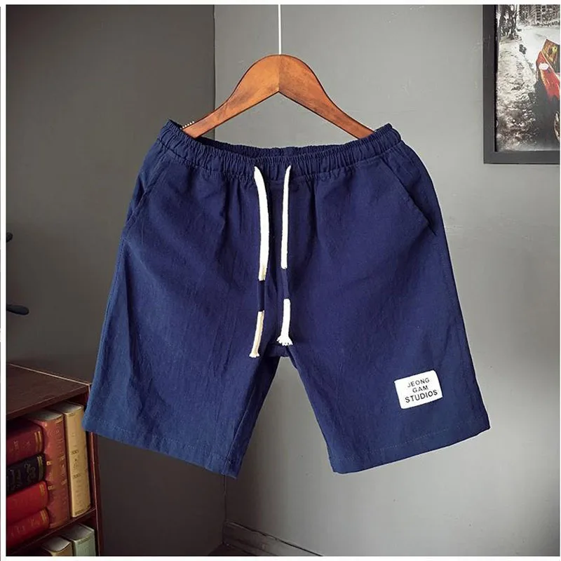 Men 2024 New Summer Solid Color Cotton and Linen Large Size Elastic Waist Casual Loose Thin Style Multicolor Breathable Shorts