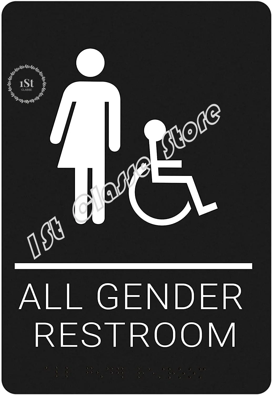 

All Gender Restroom Sign - Black - ADA Approved Bathroom Sign with Double Sided 3M Tape metal wall sign decor
