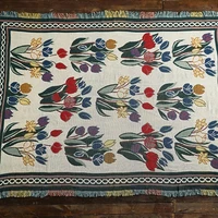 Tulip Flowers Blanket Vintage Throw Sofa Covers Knitted Bedspread Floral Europe Style Outdoor Camping Travel Blankets cobija 4
