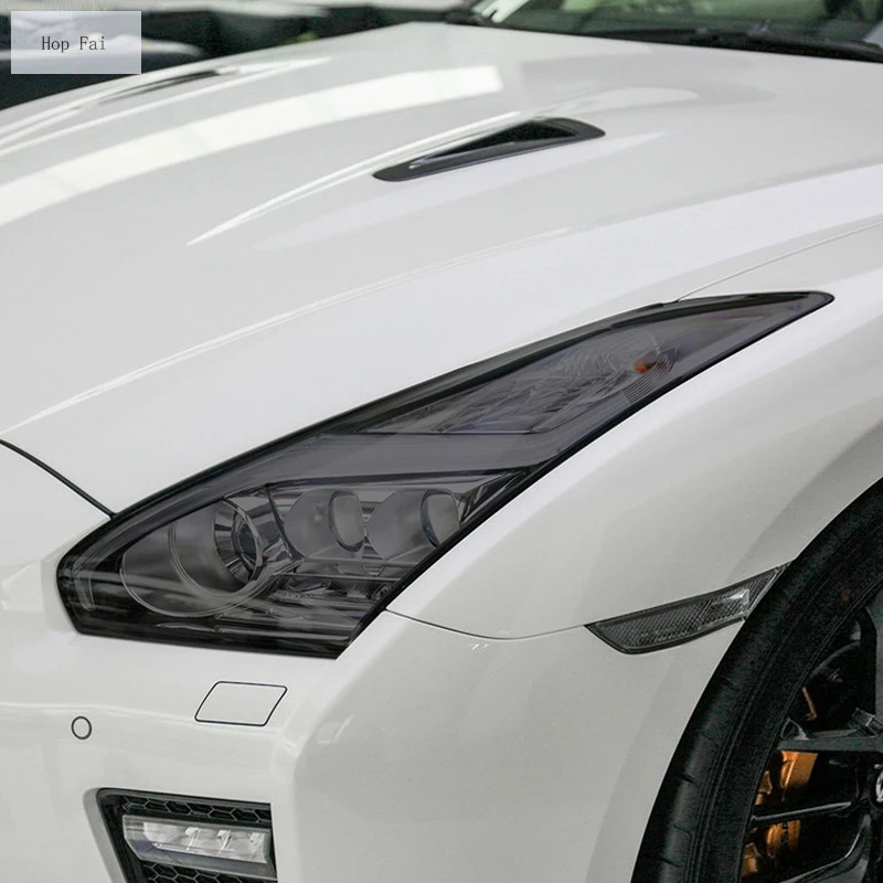 

2 Pcs Car Headlight Protective Film Headlamp Vinyl Transparent Black TPU Sticker For Nissan GTR R35 Nismo 2009-2020 Accessories