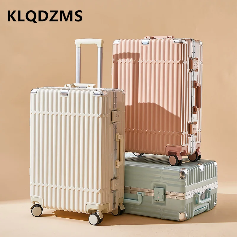 KLQDZMS-Alumínio Quadro Mala, Grande Capacidade de Rolamento Bagagem Caixa, Trolley Case Universal, de Alta Qualidade, 20 