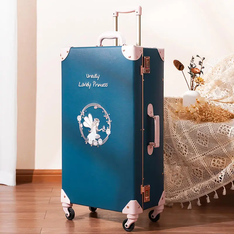 Maleta de viaje de celebridades de red de equipaje de cuero vintage de alta gama con bolso maleta de cuero con contraseña de 20/24/26 pulgadas cubierta de carrito