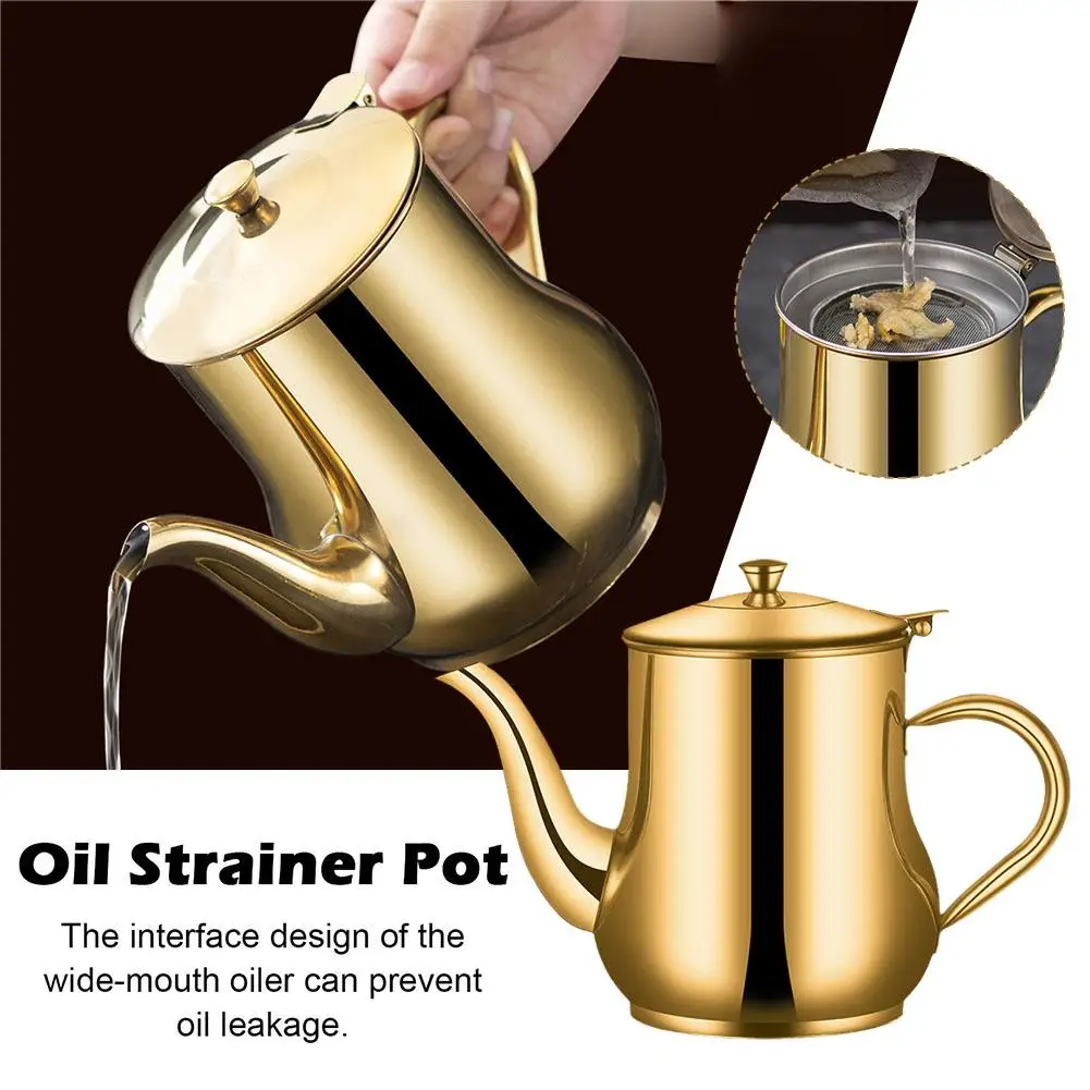 

Oil Pot With Filter Screen Thickened Stainless Steel Leak-proof Pot Pot Oil Pot 24oz/48oz Household Kitchen Oil Supplies Bo V2O0