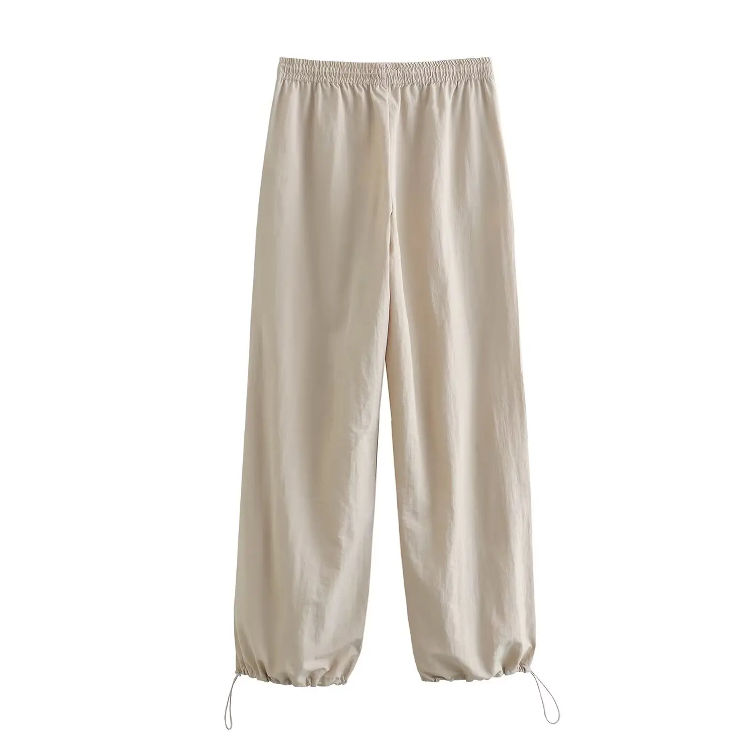 Withered American Retro High Street Pleated Loose Harem Pants Casual Nylon Trousers Women