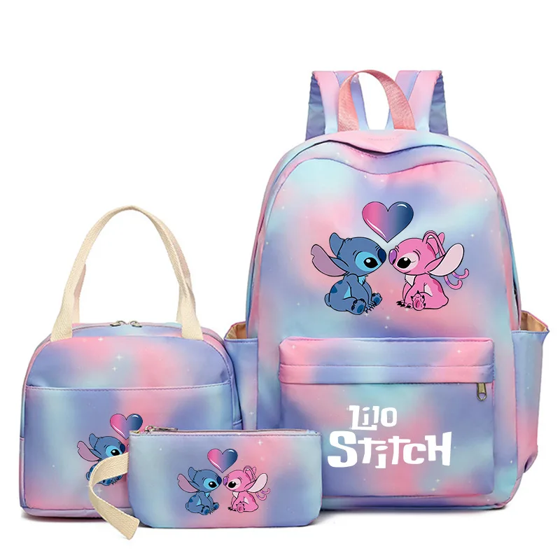 3Pcs/set Disney Lilo Stitch Backpack for Boy Girl Teenager Student Back To School Schoolbag Lunch Bag Women lovely Rucksack Gift 1