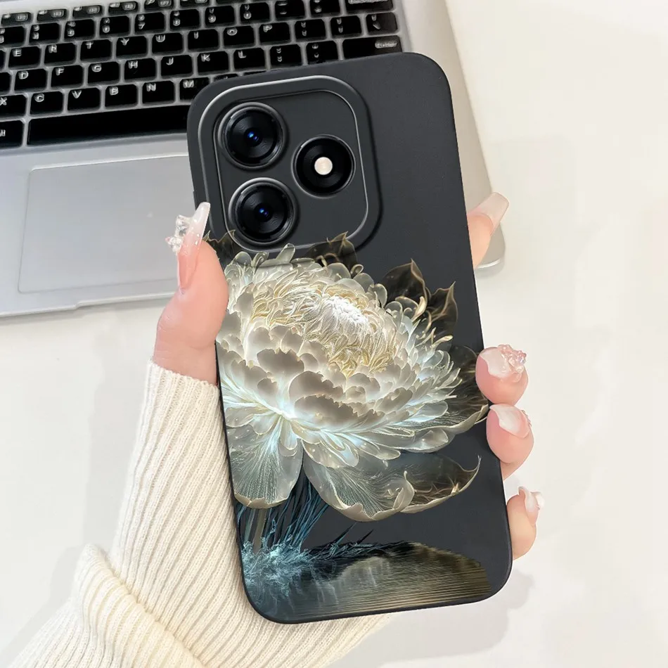 Beautiful Bow Rose Painting Soft Silicone Shockproof Phone Case