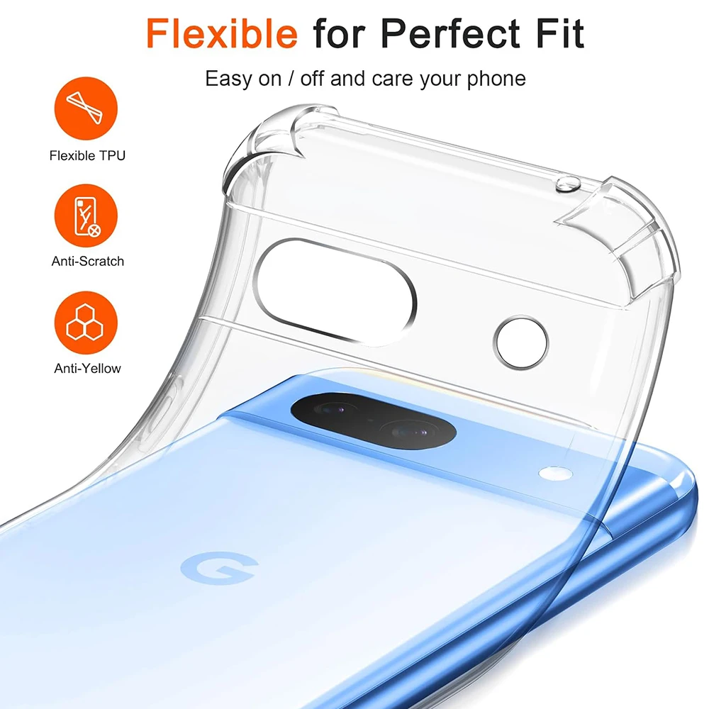 Klare, stoßfeste Handyhülle für Google Pixel 6, 6A, 7, 7A, 8, 8A, 9, 9A, 10 Pro, XL, transparente Silikon-TPU-Abdeckung – Detail 5