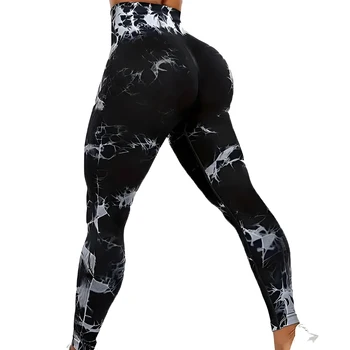 Leggings da allenamento senza cuciture da donna, vita alta, sollevamento dei glutei, sport all'aria aperta, fitness, pantaloni da yoga tie-dye 1