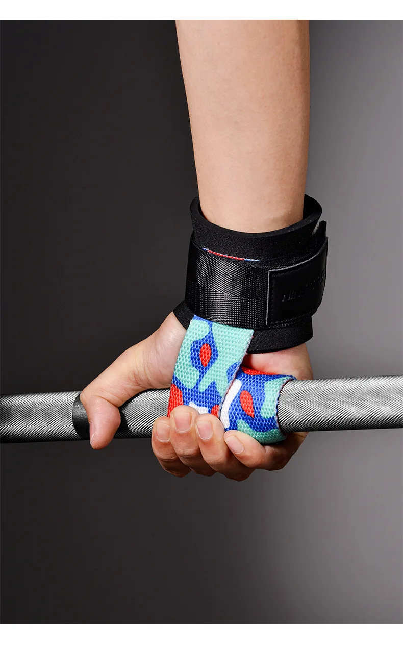 1Pair Gym Fitness Weightlifting Grip Straps Dumbbell Hand Grips Training Wrist Support Bands for barbell Pull up Palm protection 5