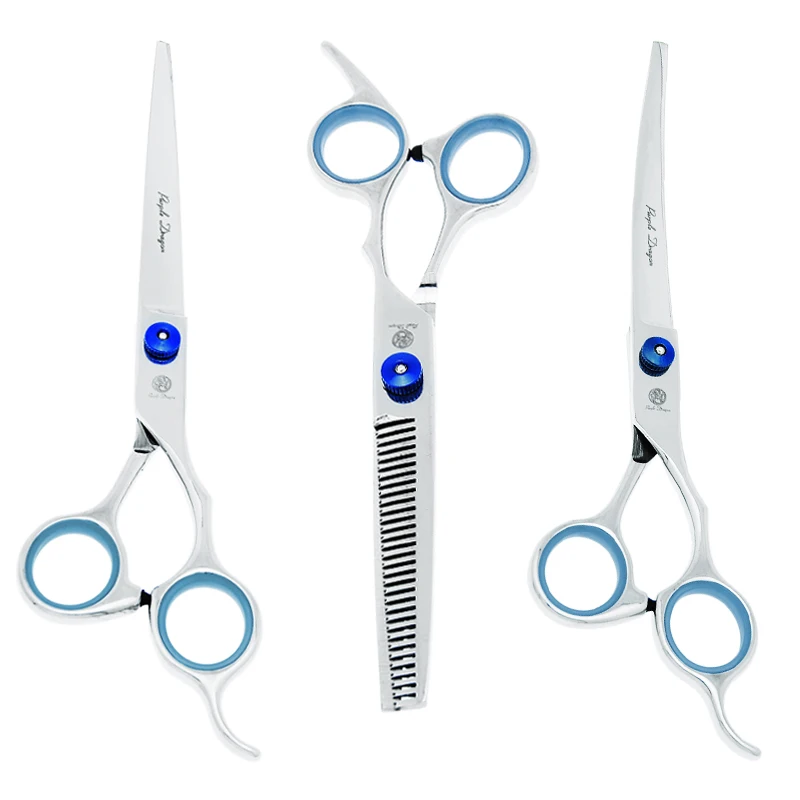 

7-дюймовые ножницы для ухода за домашними животными с фиолетовым драконом, искусственные ножницы для стрижки и филировки собак, гребень с изогнутыми животными, модель B0005B