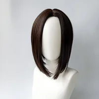 Fashion new synthetic fiber wig women's shoulder-length short Bob thin face short straight hair high temperature silk headpiece 5