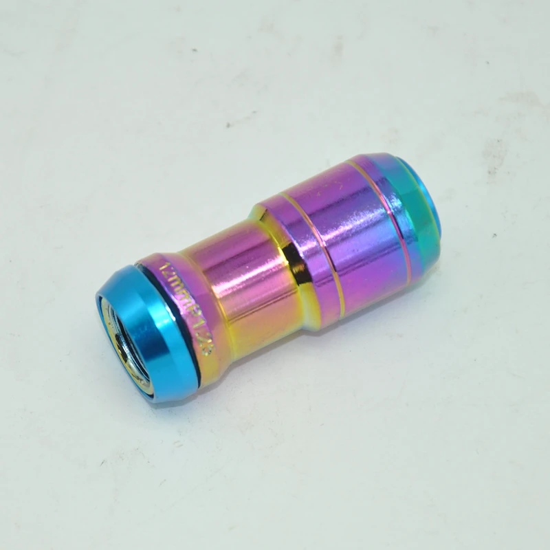 Neo Chrome Extended Dust Cap Steel Wheel Rims Lug Nuts With Lock Key M12X1.5 M12X1.25 20Pcs