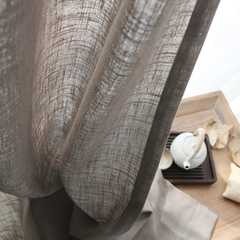 

Cotton Linen Fabric Light Filtering Window Curtain Panel, Farmhouse Curtains, Linen Texture, Bedroom, Living Room, TJ8099