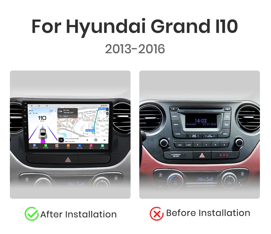 Junsun Qualcomm chip 8Core Android13 Auto Radio Für Hyundai Grand I10 2013-2016Wireless CarPlay Autoradio stereo Bildschirm Multimedi – Detail 4