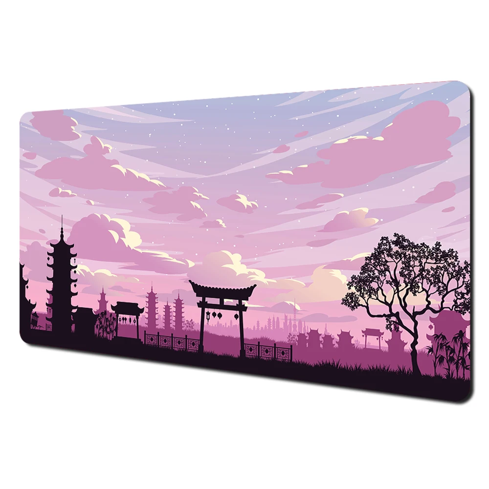 Cute Pink Kawaii Non-Slip Gaming Desk Mat with Durable Stitched Edges for Office and Gaming Use