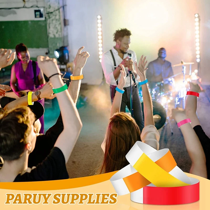 Colored For Events Wrist Bands Paper Bracelets Waterproof Arm Bands For Events Adhesive Party