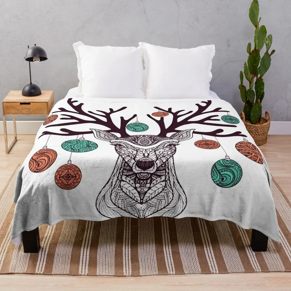 

Reindeer Throw Blanket Flannel Fabric Warm Beautifuls Blankets