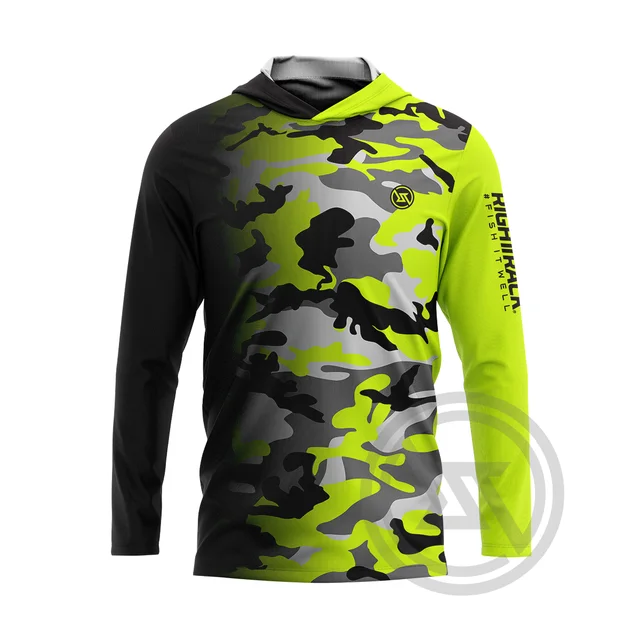 Hot Man's Hoody Fishing Products Camo UV Protection Long Sleeve Mesh  T-Shirts UPF50+ RIGHTTRACK Apparel