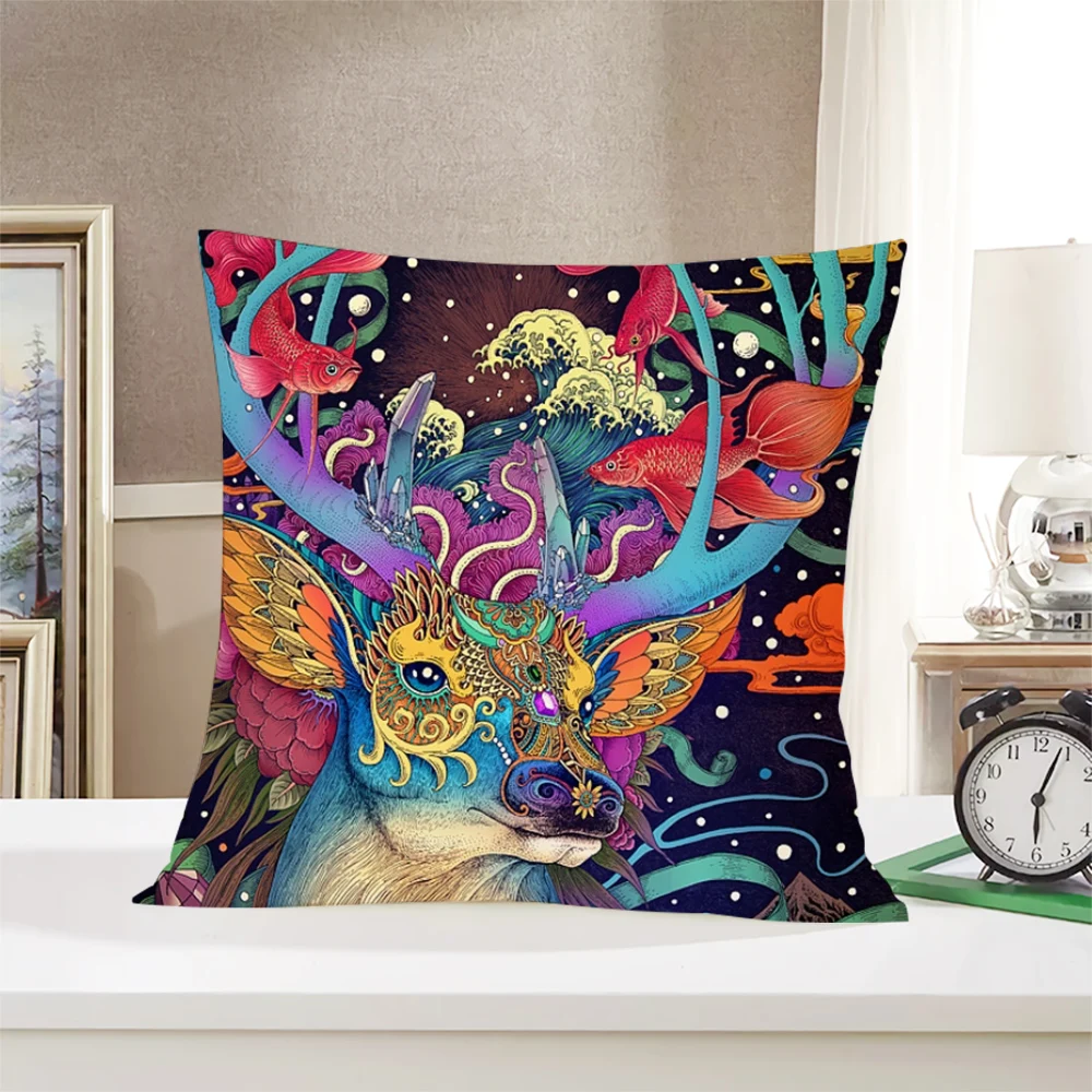 

CLOOCL Ukiyo-e Pillowcase God Deer Pattern 3D Double-sided Printed Cushion Cover for Sofa Car Decor Pillowcase Drop Shipping