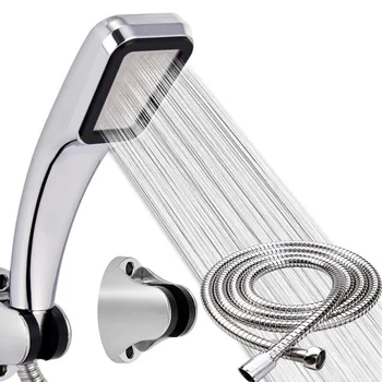 Soffione doccia a pioggia ad alta pressione quadrato da 300 fori, soffione doccia, flusso d'acqua a risparmio idrico con accessori da bagno in ABS cromato 1