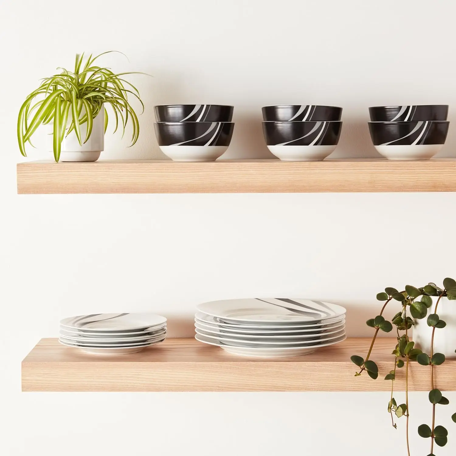 18-Piece Dinnerware Set for 6, Microwave & Dishwasher Safe Plates Bowls Dishes Complete Kitchen