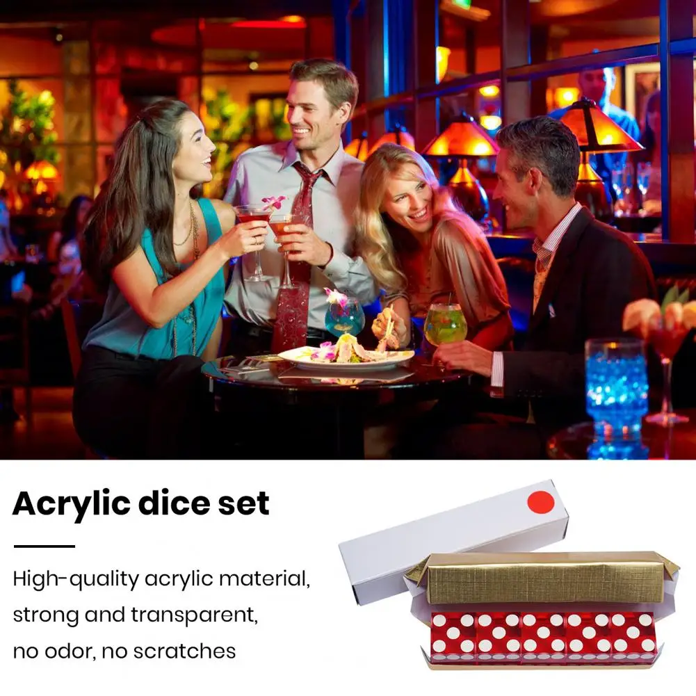Colorful Transparent Dice Toy 19mm Acrylic Dice Six Sided 5Pcs Bar Entertainment Party Club Leisure Game Props game dice,dice set,acrylic dice