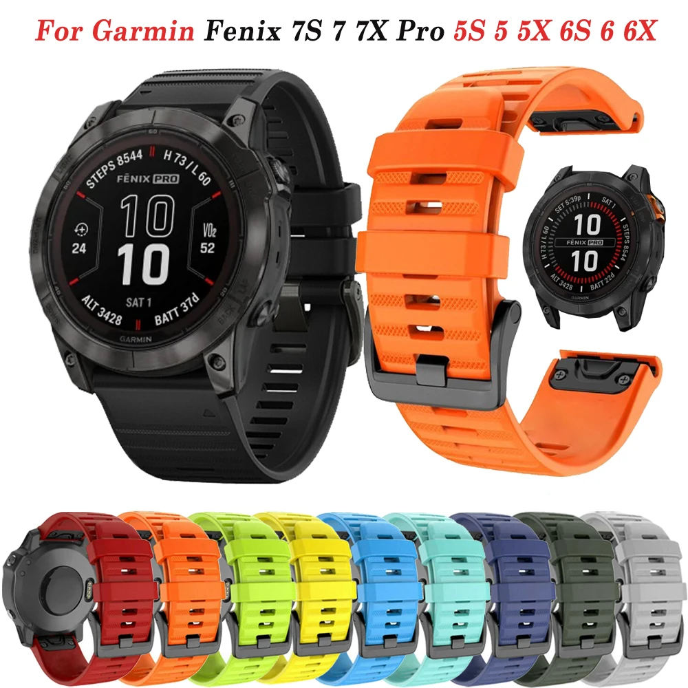 

20/22/26mm Smart Watchband Silicone Strap For Garmin Fenix 7S 7 7X Pro 5X 5 5S Plus 6 6S 6X Epix 2 Quick Release Bracelet Correa