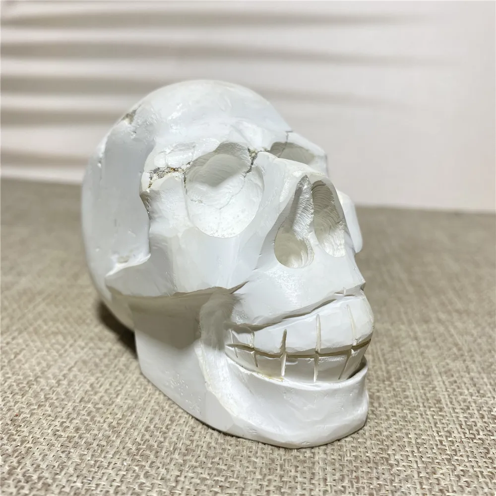 

Natural White Turquoise Cranium Crystal Quartz Wicca Stones Reiki Healing Specimen Skull Halloween Ornament Home Decor For Room