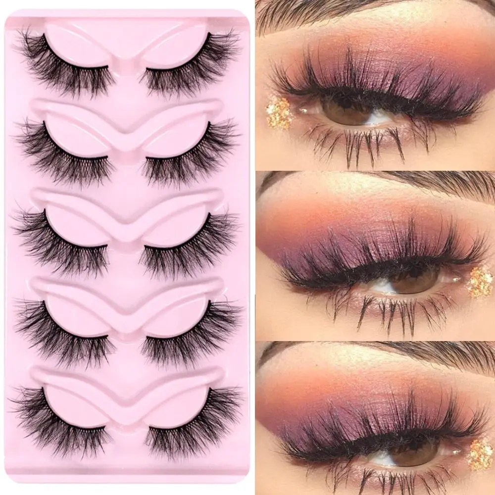 

10 пар пушистые полные полоски ручной работы прозрачные стебли натуральные 3D норковые волосы Накладные веки Wispy объем