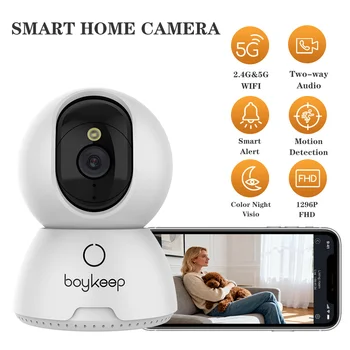 Boykeep 2K color night vision intelligent pan tilt camera 355 ° rotation two-way intercom AI humanoid/pet detection home securit 1