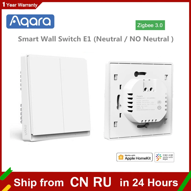 Aqara Interruptor de pared inteligente E1 ZigBee 3,0, interruptor de