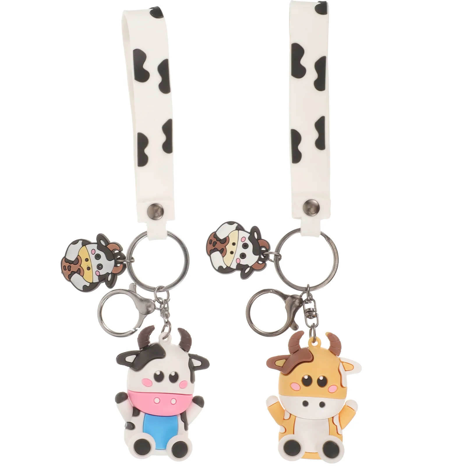 

2 Pcs Women Keychain The Gift Cow Pendant Animal Personality Couple Keyring Handbag Charm Keychains ladies