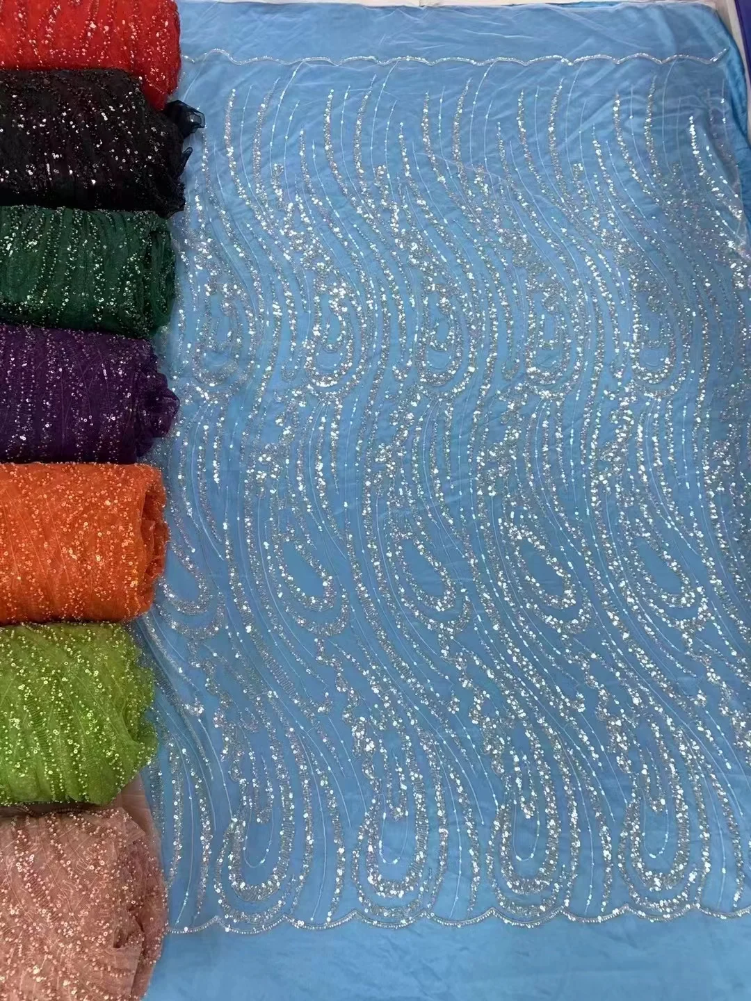 French Tulle Sequin Lace Fabric African Groom Lace Fabric 5 Yards For Nigeria Wedding Party Dress