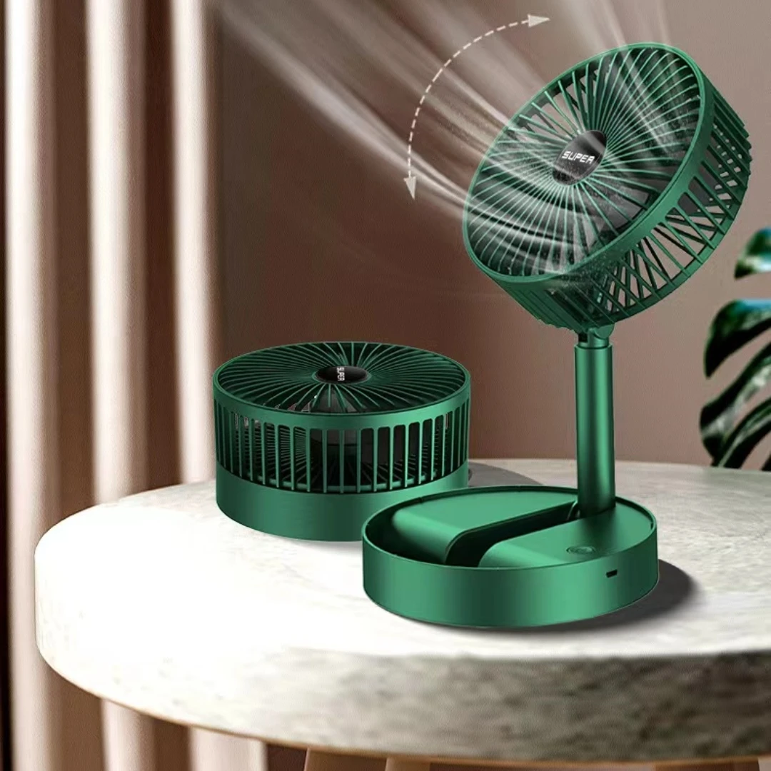 Stand Fan, 6 Inch Folding Portable Telescopic Floor/USB  with  Rechargeable Battery,3 Speeds Super Quiet Adjustable Height 6