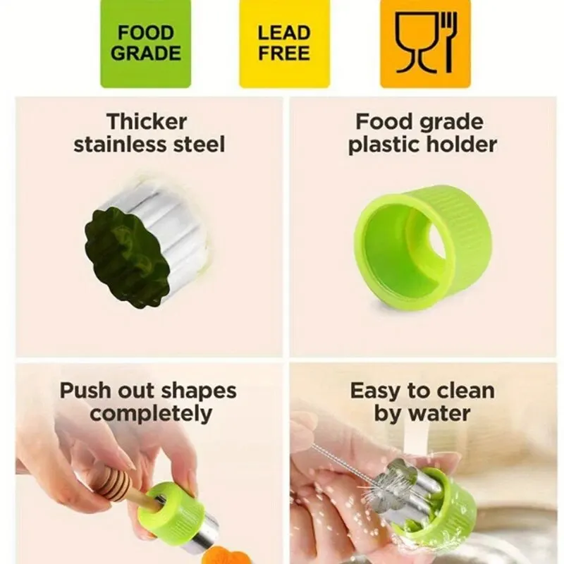 Vegetable Cutting Set 20 Piece Vegetable and Fruit Cutting Machine Set with 10 Fruit Forks 1 Release Rod Mini Cookie Cutting Sandwich Knife