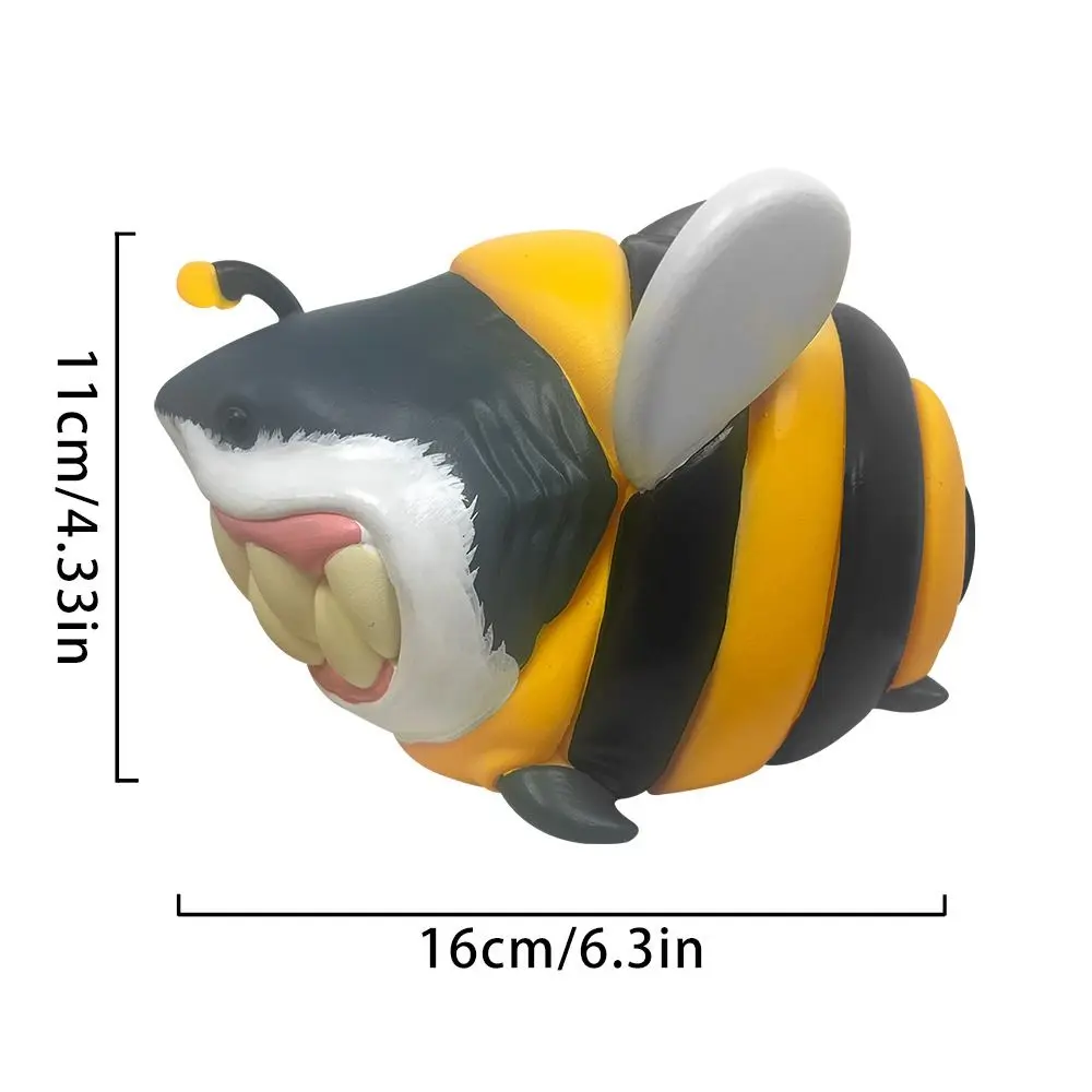 Q-version Shark Bee Ornament Resin Whale Shark Shark Resin Ornament Spoof Cartoon Animal Statue Ornament Science Fiction Fans