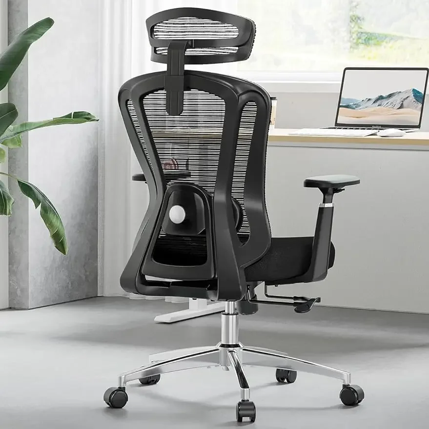 

Home Office Mesh Chair with Lumbar Support,3D Armrests and Adjustable Headrest, Computer Desk Chair High Back for Heavy People