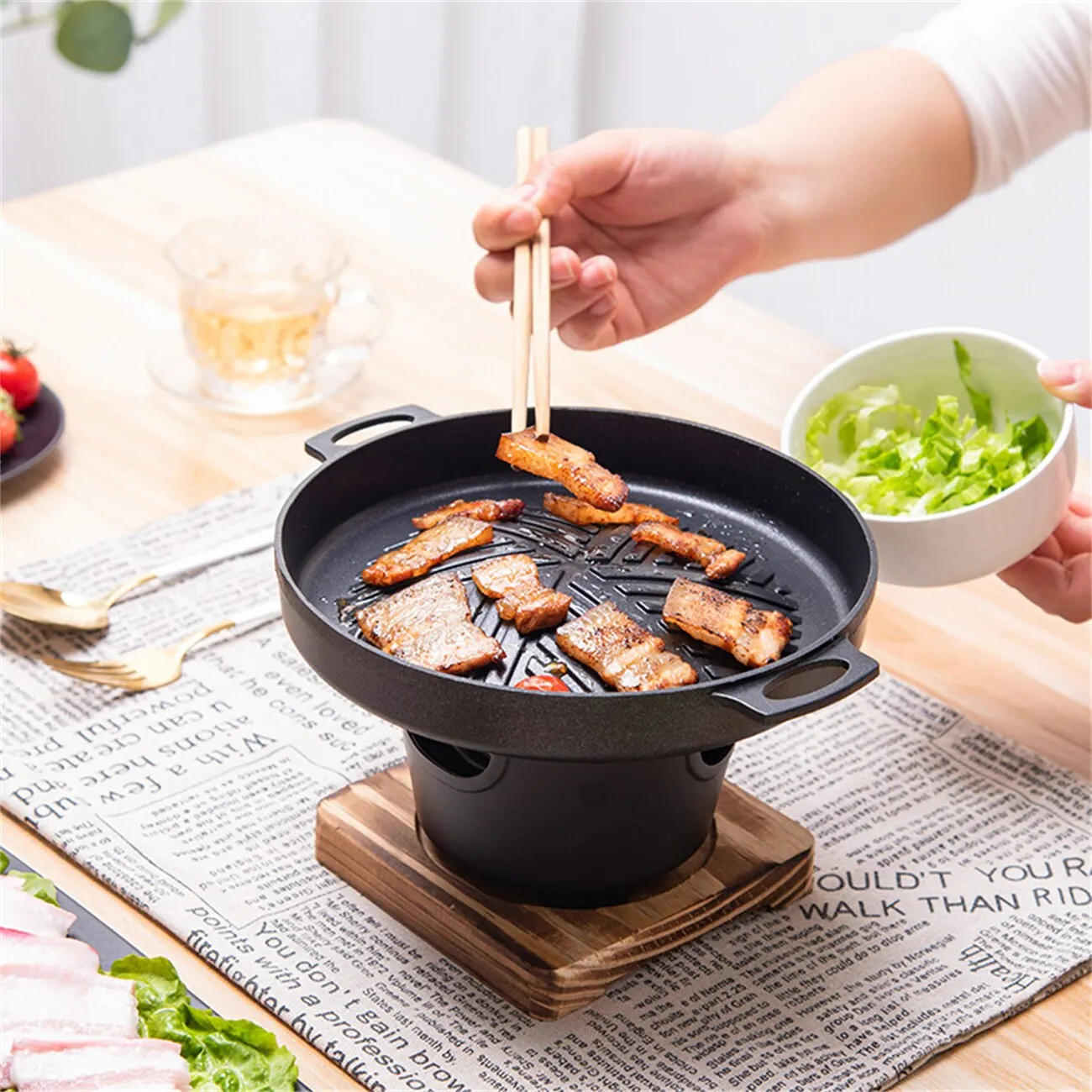 Barbecue Stove Barbecue Grill Mini BBQ Alcohol Stove Japanese One Person Cooking Oven Detachable Outdoor BBQ Plate Roasting Meat Tools
